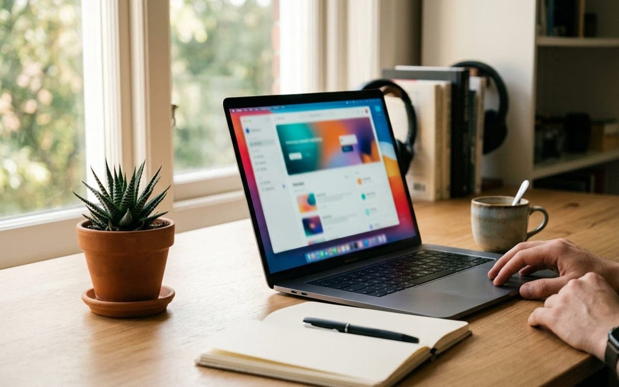 Laptop with an app on a developer's desk